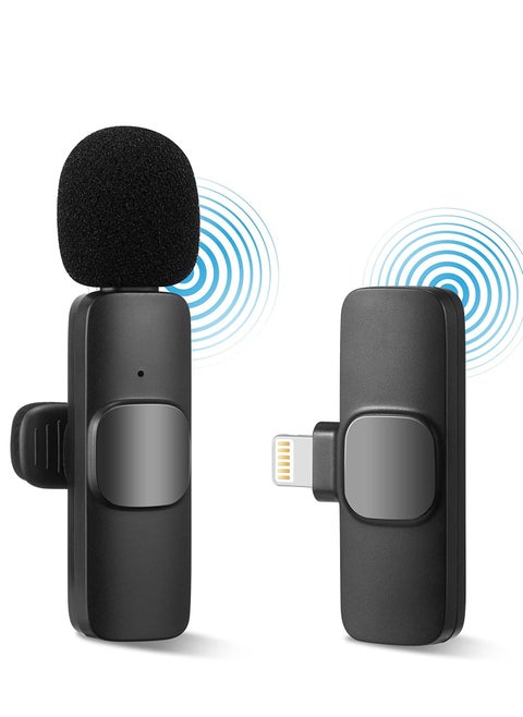Wireless Lavalier Microphone for iPhone iPad Mini Mic for YouTube Facebook Live Stream TikTok Vlog Zoom Video Recording - Noise Reduction/No APP & Bluetooth Needed (Lightning)