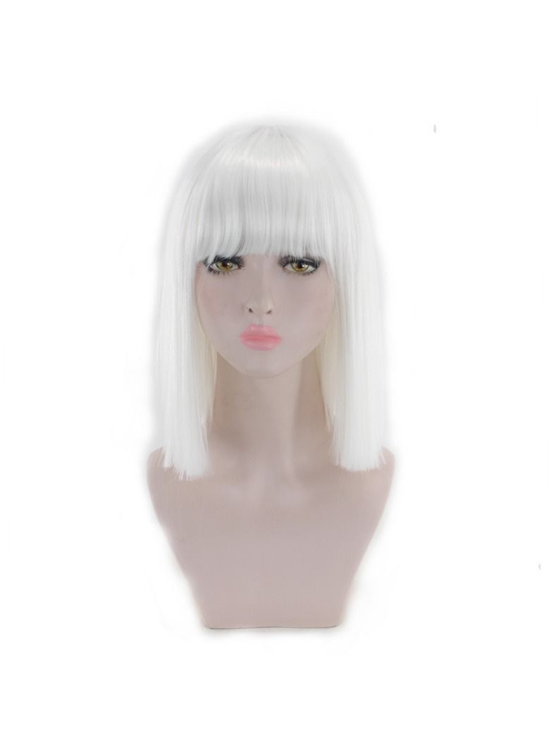 Estelle Eestelle 14" Women Straight Bob Wig Women Wigs with Bangs Synthetic Party Wigs Multicolor (White) - Image 2
