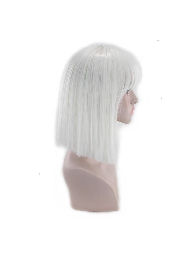 Estelle Eestelle 14" Women Straight Bob Wig Women Wigs with Bangs Synthetic Party Wigs Multicolor (White) - Image 5