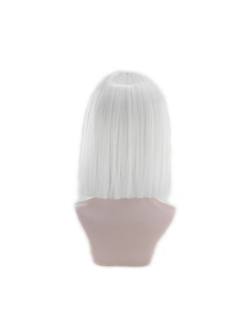 Estelle Eestelle 14" Women Straight Bob Wig Women Wigs with Bangs Synthetic Party Wigs Multicolor (White) - Image 4
