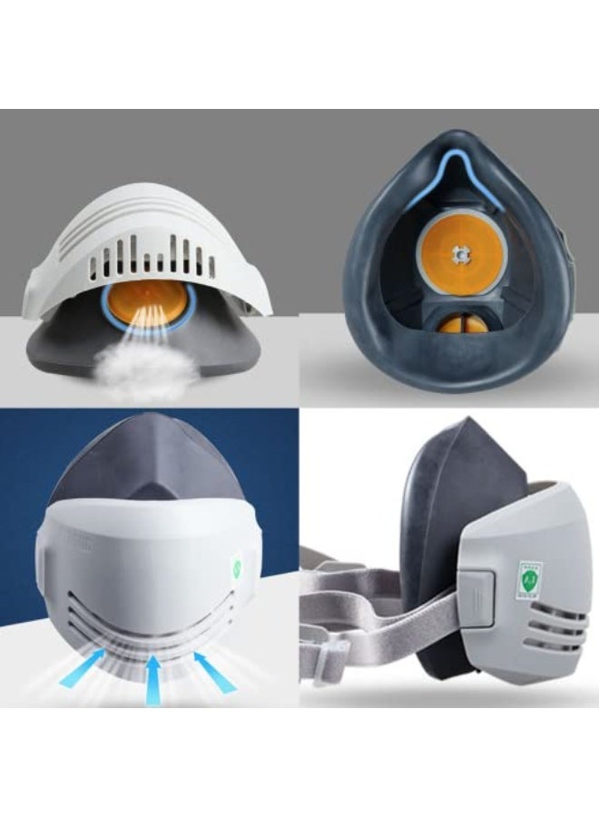 Dust Face Cover Dust Mask Respirator Reusable Respirator Mask Safe Industrial Mask with 12 Filters Suitable For Painting, Woodworking Decoration Paint Dust - Image 4