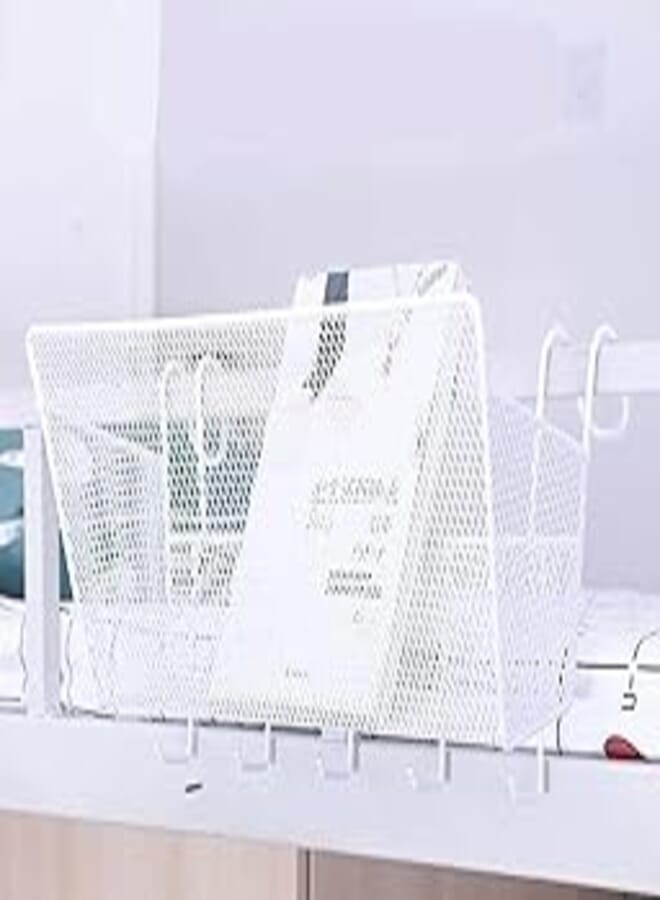 Multipurpose Storage Rack College Dormitory Storage Basket High and Low Bed Storage Basket Bedside Hanging Top Bed (White) 