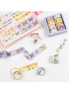 Y&D Colorful Butterfly Washi Tape, Gold Foil Art 5 Sizes Decorative Scrapbook DIY Decor and Craft Gift Wrap for Bullet Journal, Scrapbook, Kids Crafts (10 Rolls)  - Image 2