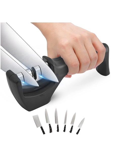 Knife Sharpener, 3-Stage Knife Sharpener, Kitchen Knife Sharpener, Non-Slip Knife Sharpener, Restore Kitchen Knives to Restore and Polish Blades for Dull Blades, Professional Chef's Choice