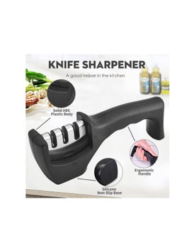 SYOSI Knife Sharpener, 3-Stage Knife Sharpener, Kitchen Knife Sharpener, Non-Slip Knife Sharpener, Restore Kitchen Knives to Restore and Polish Blades for Dull Blades, Professional Chef's Choice  - Image 3