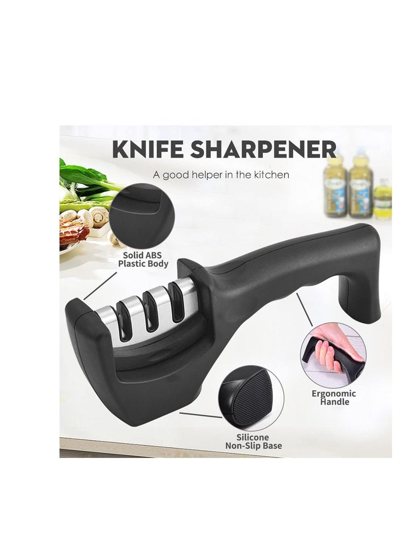 SYOSI - Knife Sharpener, 3-Stage Knife Sharpener, Kitchen Knife Sharpener, Non-Slip Knife Sharpener, Restore Kitchen Knives to Restore and Polish Blades for Dull Blades, Professional Chef's Choice - Image 1