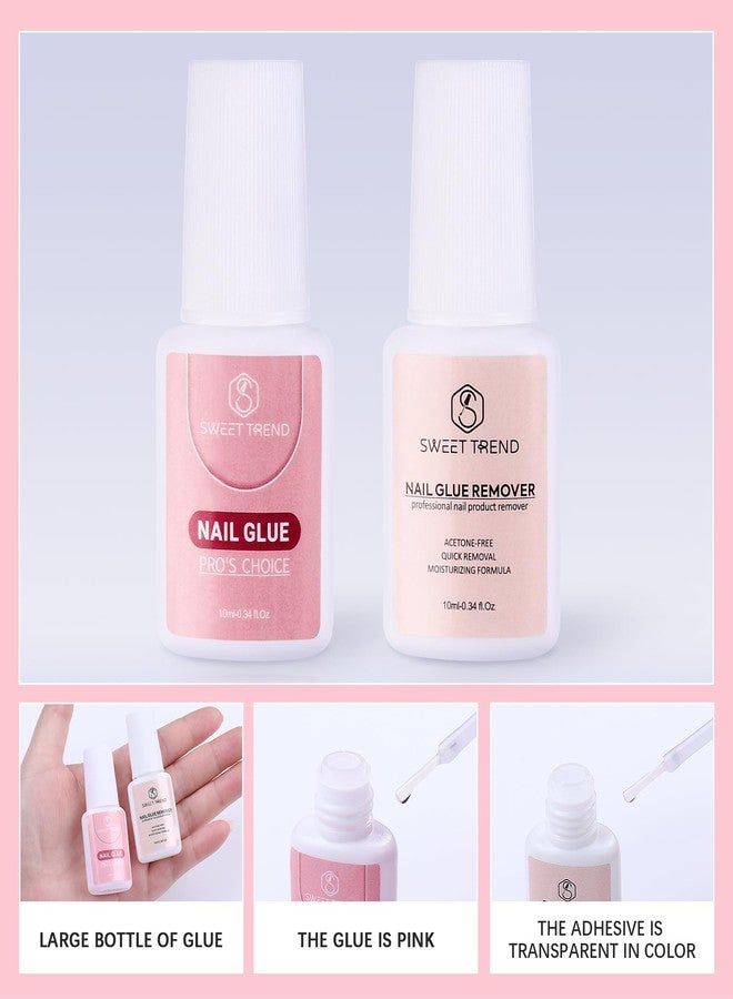 SWEET TREND Almond Fake Nail Tips Medium: 600Pcs Full Cover Nail Tips for Acrylic Nails Professional Clear Nail Tip with Nail Glue Remover & Glue Acrylic False Nail Clippers Art Nail Extension Kit for Home Salon - Image 4