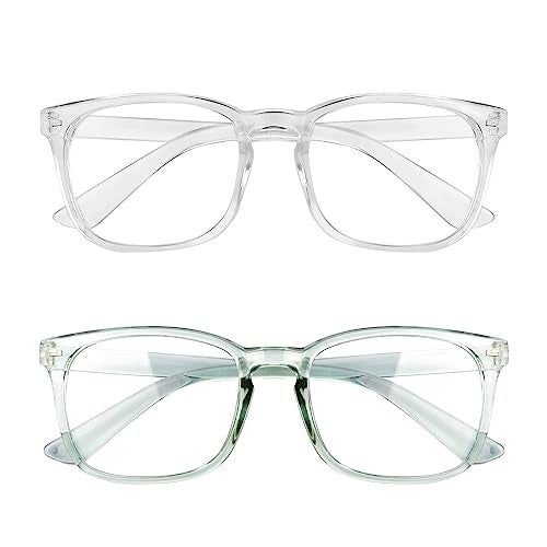 Yekepal Blue Light Blocking Glasses, 2 Pack Blue Light Glasses Men, Blue Light Glasses For Women Computer Reading Gaming TV Phones Eyeglasses Clear Lens Bluelight Glasses Anti Eyestrain UV Glare Green+Clear - Image 1