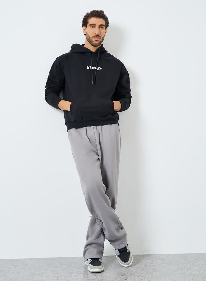 Styli Men Black Vintage Print Relaxed Fit Hoodie - Image 4