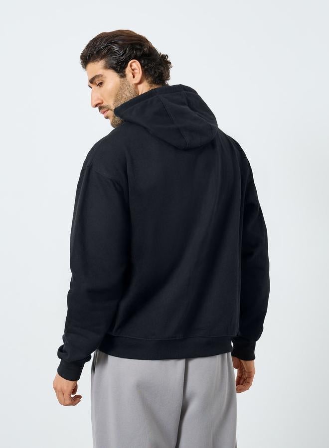 Styli Men Black Vintage Print Relaxed Fit Hoodie - Image 3