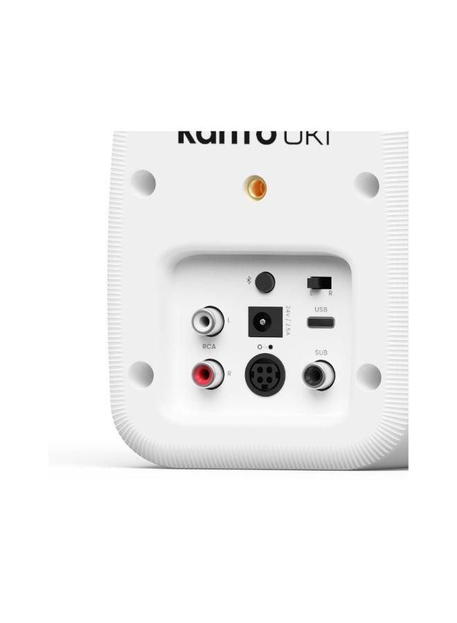 Kanto Audio UKI 100W Desktop Speakers with Bluetooth, USB-C, Headphone out–Chalk (Matte White), Pair - Image 4