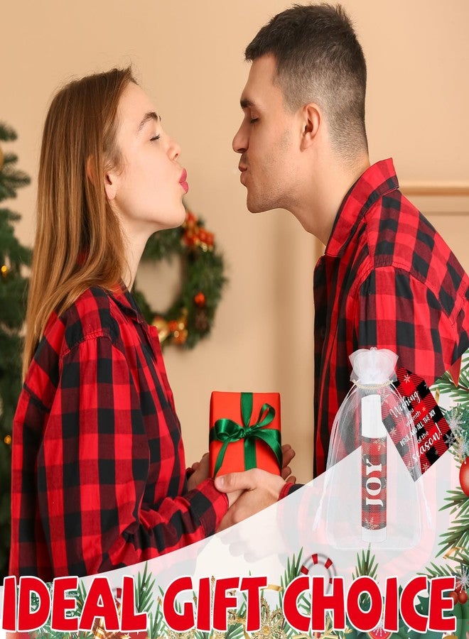 Lonfliness 50 Pack Christmas Lip Balm Gift Bulk, Moisturizing Nourishing Lip Balm Appreciation Gift, Xmas Holiday Birthday Party Favors Stocking Stuffers for Women Men Coworker Teacher (Red&Black Buffalo Plaid - Image 2