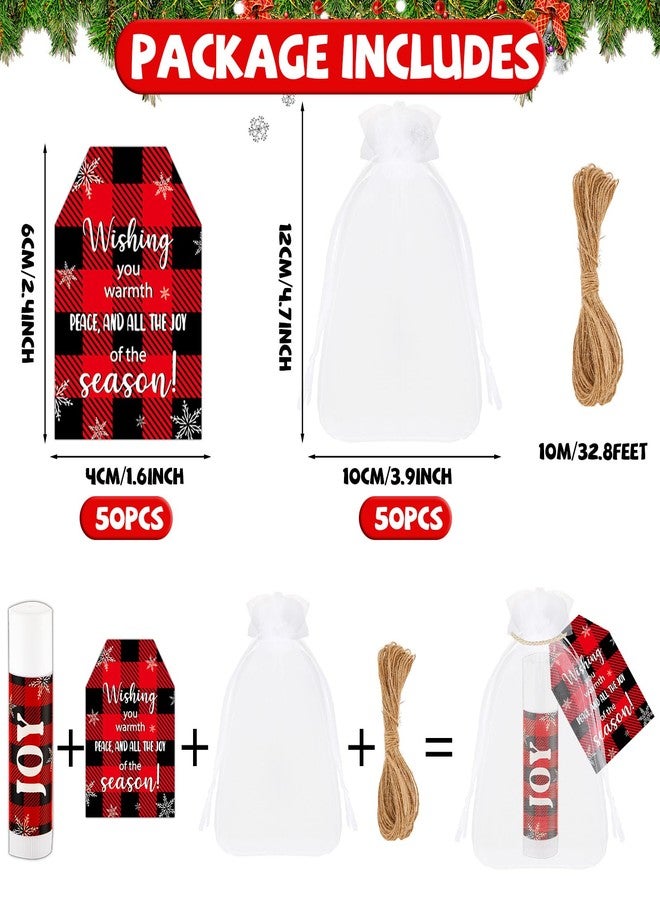 Lonfliness 50 Pack Christmas Lip Balm Gift Bulk, Moisturizing Nourishing Lip Balm Appreciation Gift, Xmas Holiday Birthday Party Favors Stocking Stuffers for Women Men Coworker Teacher (Red&Black Buffalo Plaid - Image 4