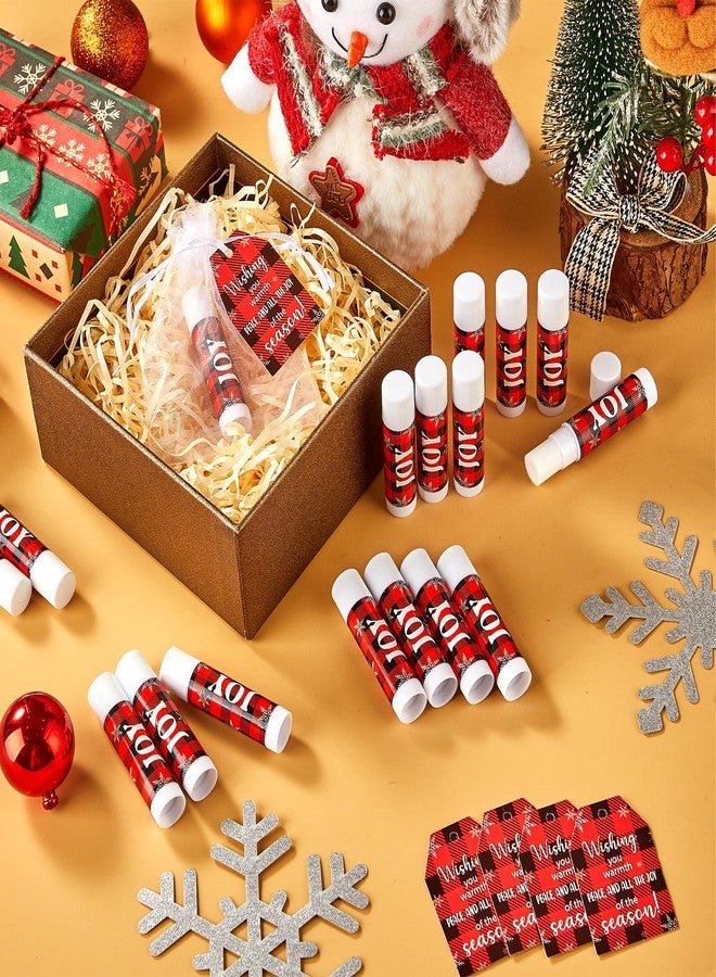Lonfliness 50 Pack Christmas Lip Balm Gift Bulk, Moisturizing Nourishing Lip Balm Appreciation Gift, Xmas Holiday Birthday Party Favors Stocking Stuffers for Women Men Coworker Teacher (Red&Black Buffalo Plaid - Image 5