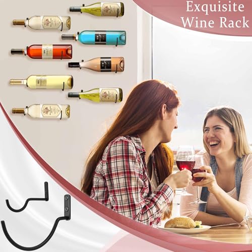 AQAREA Wall-Mounted Wine Hook: Hanging Wine Bottle Wall Holder - Set of 3 Metal Wall Red Wine Rack Hooks - Image 2