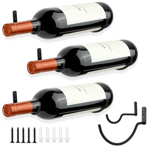 AQAREA Wall-Mounted Wine Hook: Hanging Wine Bottle Wall Holder - Set of 3 Metal Wall Red Wine Rack Hooks - Image 1