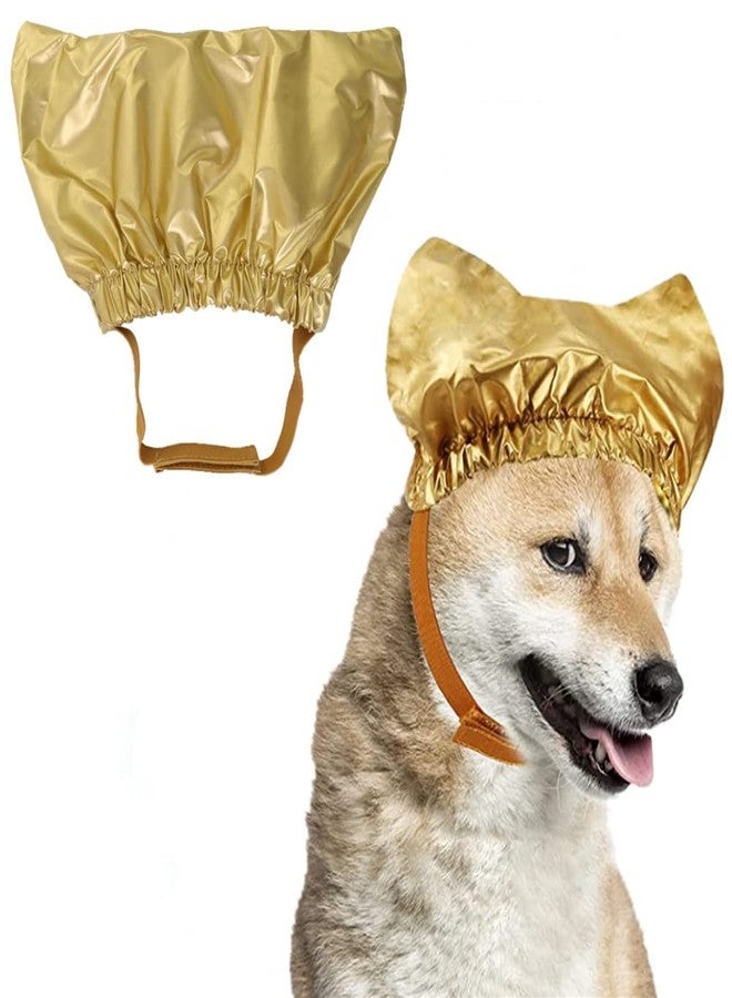 WCDJOMOP Pet Shower Cap - Waterproof Reusable Bath Ear Covers with Adjustable Strap Prevent Water in Ears Elastic Headgear for Cat Dog Kitten Puppy (M (12.6''-18.1''), Gold) - Image 1