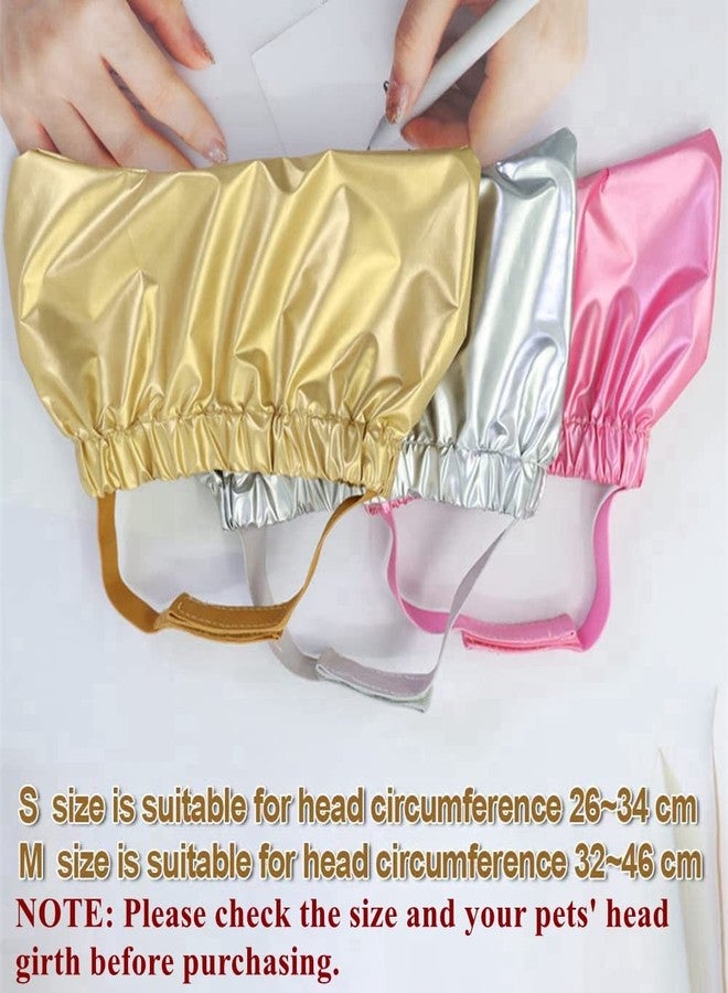 WCDJOMOP Pet Shower Cap - Waterproof Reusable Bath Ear Covers with Adjustable Strap Prevent Water in Ears Elastic Headgear for Cat Dog Kitten Puppy (M (12.6''-18.1''), Gold) - Image 2