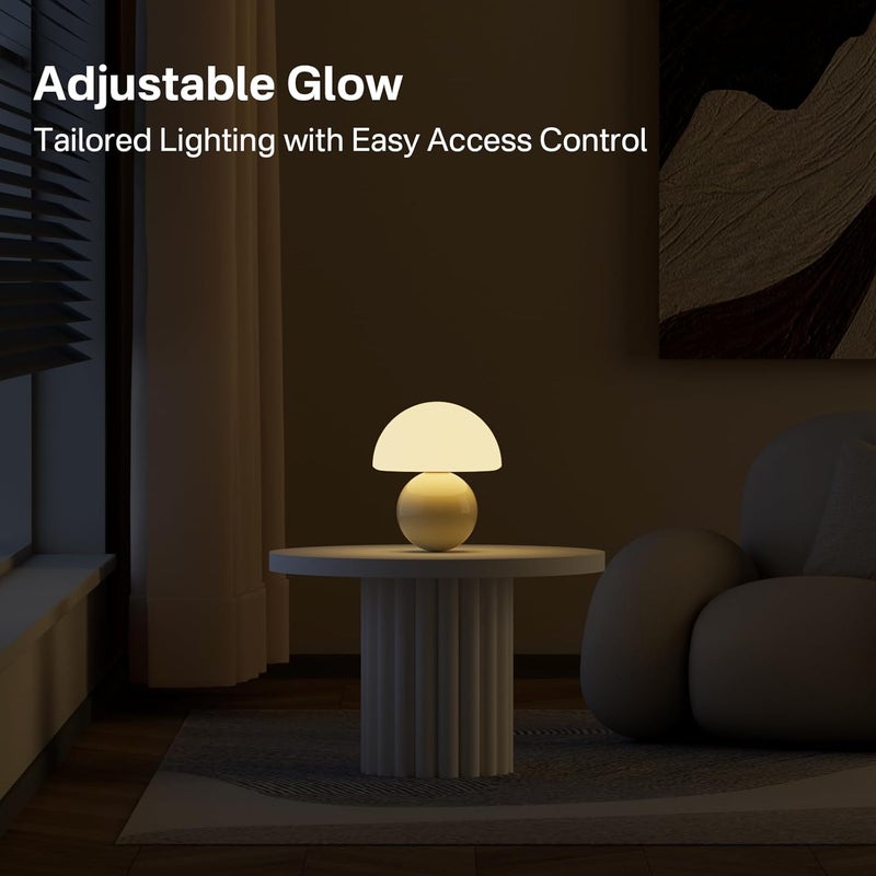 Dawnwake Mushroom Lamp Table Lamp for Bedroom,Desk Bedside Small Lamps for Living Room Night Stands,Mushroom Decor Cute Mini Modern Mid Century Lamps,Unique Aesthetic Home Living Room Decor (Cream) - Image 5