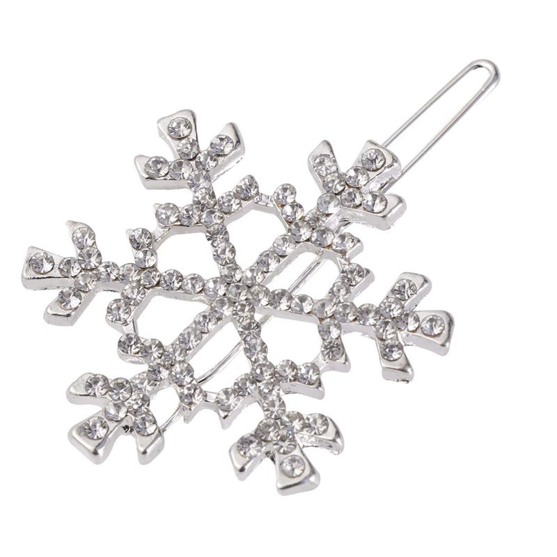 Beaupretty 6 Pieces Rhinestones Snowflake Hair Clips Winter Snowflake Hairpins Snowflake Bobby Pins Wedding Hair Clips Barrettes Christmas Hair Accessories for Women Girls(Silver) - Image 4