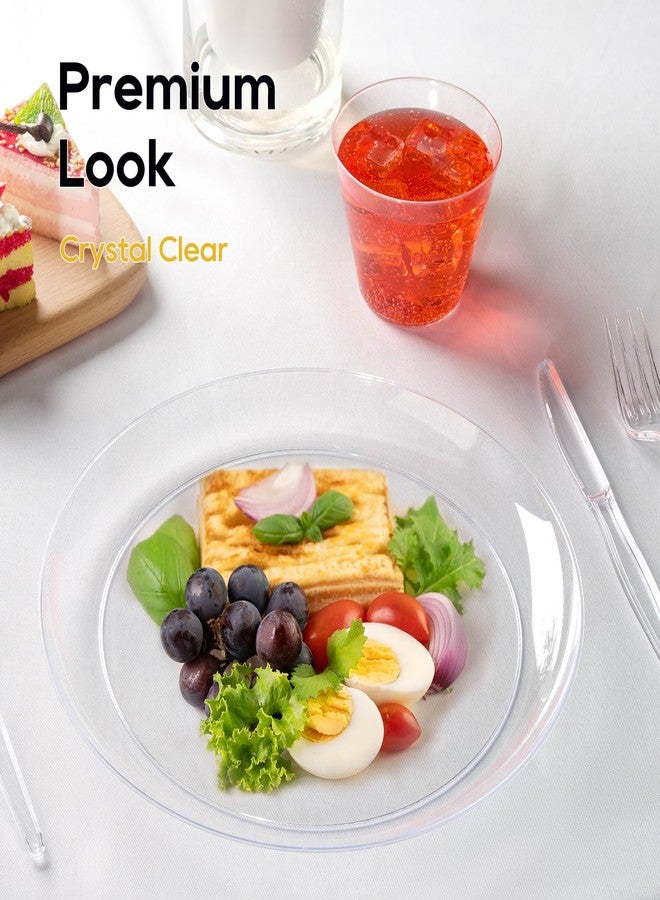 FOCUSLINE 100 Count Clear Plastic Plates 10 Inch, Disposable Dinner Plates Heavy Duty- Premium Clear Hard Plastic for Weddings, Parties and Events - Image 4