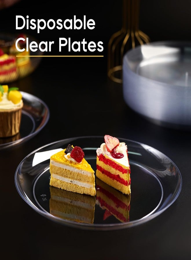 FOCUSLINE 100 Count Clear Plastic Plates 10 Inch, Disposable Dinner Plates Heavy Duty- Premium Clear Hard Plastic for Weddings, Parties and Events - Image 5