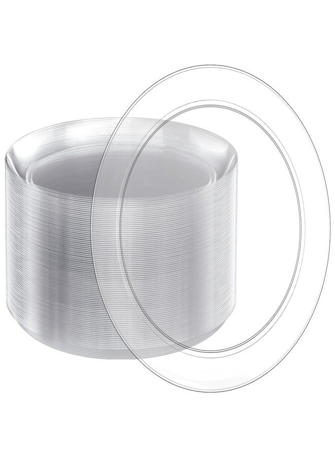 FOCUSLINE 100 Count Clear Plastic Plates 10 Inch, Disposable Dinner Plates Heavy Duty- Premium Clear Hard Plastic for Weddings, Parties and Events - Image 1