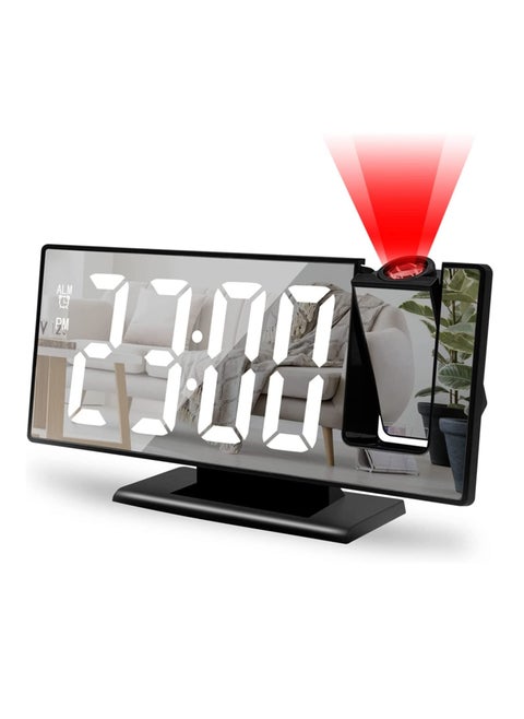 Digital Alarm Clock Projection Alarm Clock with Time Projection Alarm Clock with 180° Projection, 12/24 Hours LED Mirror Alarm Clock Temperature Display Snooze Function Date Adjustable Brightness