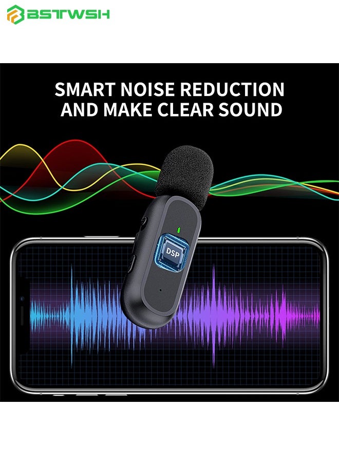 2 Pack Professional Wireless Lavalier Microphone for Android, iPhone iPad with Adapter Included Noise Reduction Plug-Play Clip on Lapel Mic for Youtube, Recording, Vlog, Facebook Live Streaming