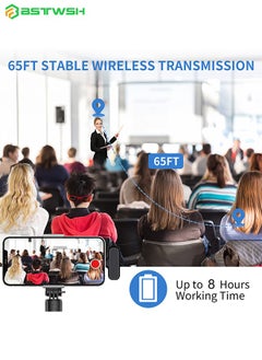 BSTWSH 2 Pack Professional Wireless Lavalier Microphone for Android, iPhone iPad with Adapter Included Noise Reduction Plug-Play Clip on Lapel Mic for Youtube, Recording, Vlog, Facebook Live Streaming  - Image 3