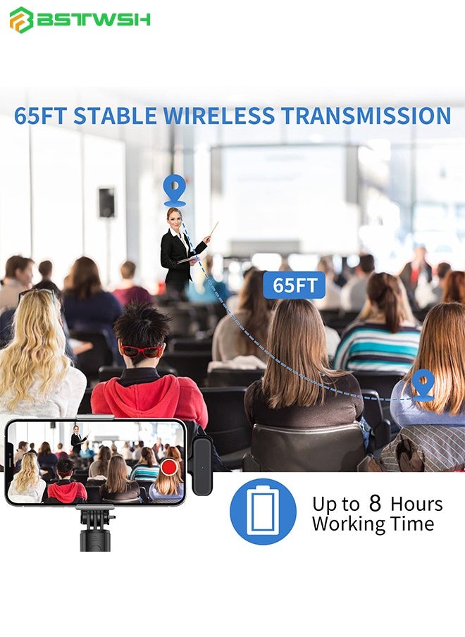 2 Pack Professional Wireless Lavalier Microphone for Android, iPhone iPad with Adapter Included Noise Reduction Plug-Play Clip on Lapel Mic for Youtube, Recording, Vlog, Facebook Live Streaming
