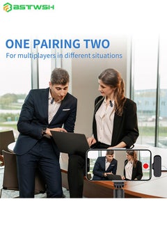 BSTWSH 2 Pack Professional Wireless Lavalier Microphone for Android, iPhone iPad with Adapter Included Noise Reduction Plug-Play Clip on Lapel Mic for Youtube, Recording, Vlog, Facebook Live Streaming  - Image 4