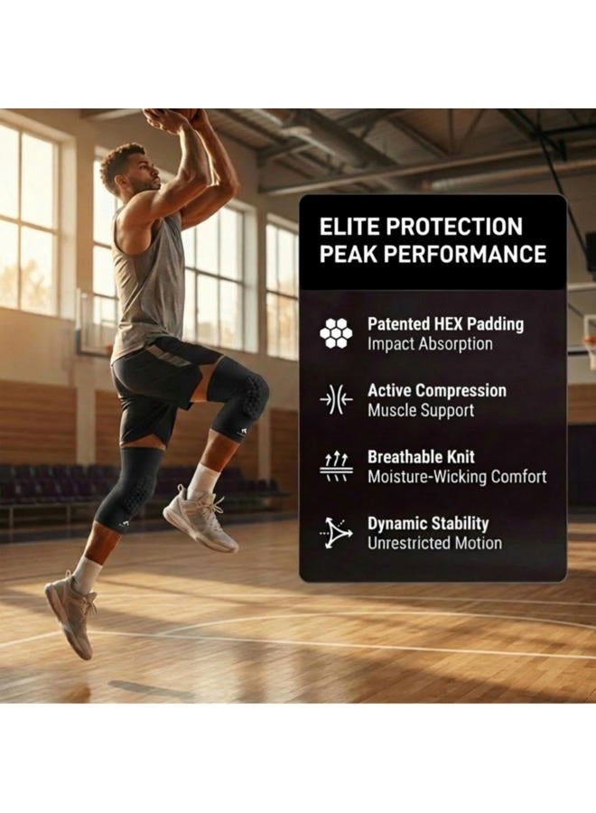 Mcdavid Extended Compression Leg Sleeve with Hexpad Protective Pad (Black, XX-Large) - One pair - Image 2