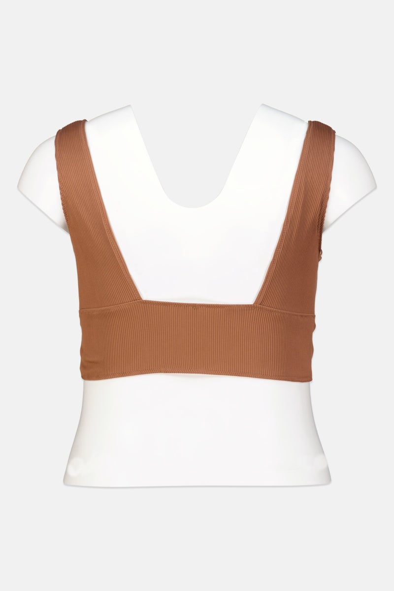 We Are We Wear Women No Padded  Plain Bikini Top, Brown  - Image 2