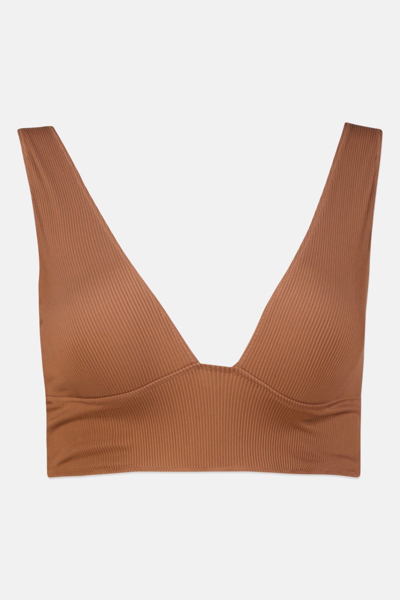 We Are We Wear Women No Padded  Plain Bikini Top, Brown  - Image 1