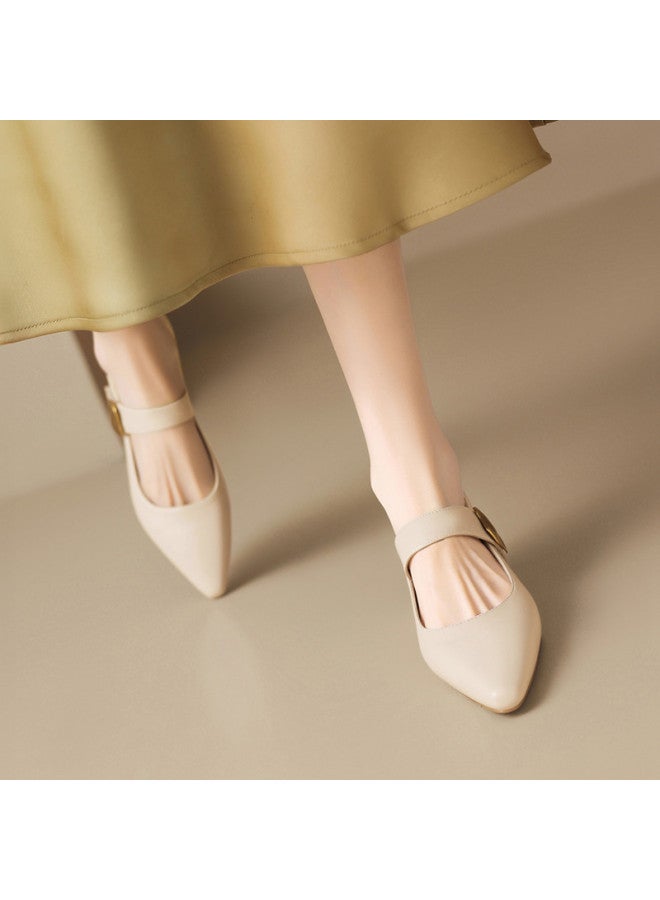 ZHR Two-way Wear】convenient Velcro Strap Pointed-toe Mary Jane Flats For Women, Summer Chic And Elegant Shallow-cut Single Shoes - Image 4