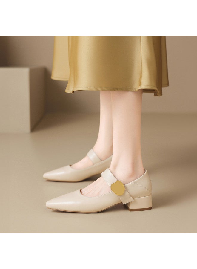 ZHR Two-way Wear】convenient Velcro Strap Pointed-toe Mary Jane Flats For Women, Summer Chic And Elegant Shallow-cut Single Shoes - Image 3