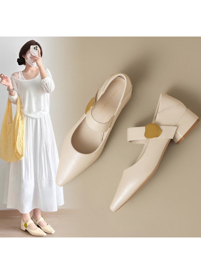 ZHR Two-way Wear】convenient Velcro Strap Pointed-toe Mary Jane Flats For Women, Summer Chic And Elegant Shallow-cut Single Shoes - Image 2