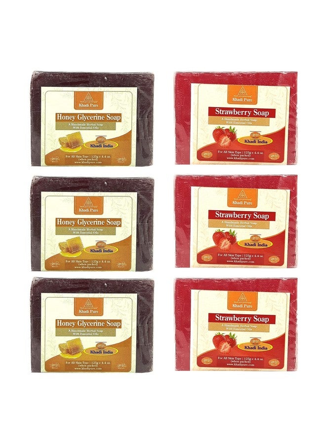 Khadi Pure Honey Glycerin & Strawberry Soap, 125 Ml (Pack Of 6) - Image 1