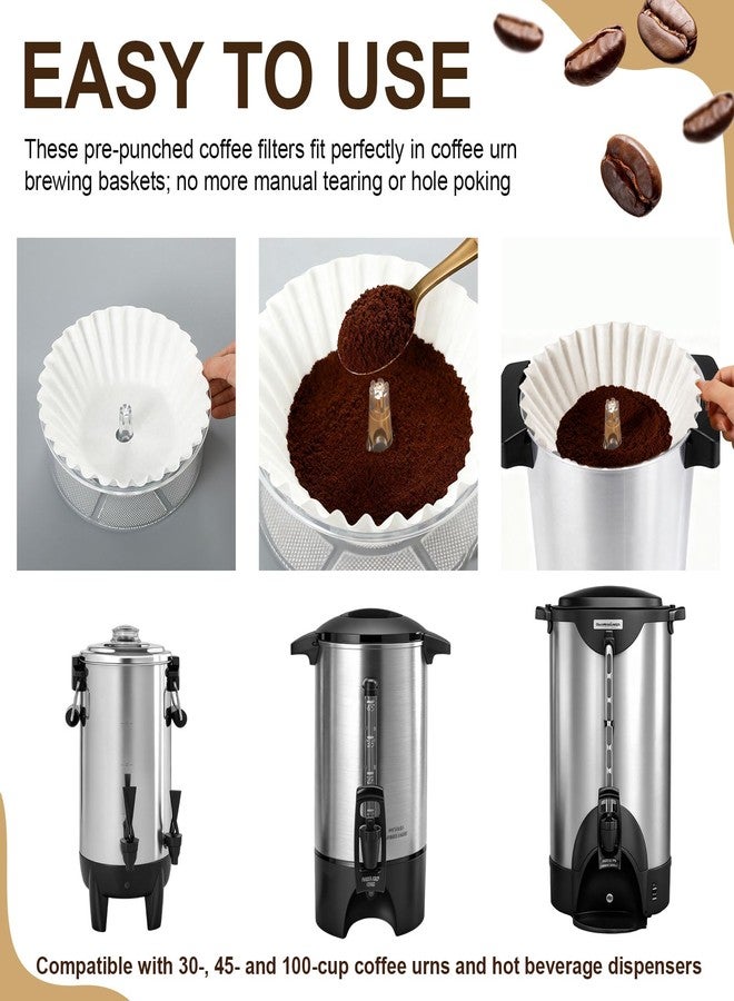 Feifeiya 100 Pcs Pre-punched Holes Coffee Filters for 30cup 45cup 100 Cup Coffee Urn Brewing Basket & Hot Beverage Dispenser Disposable Natural Wood Pulp Paper Filters with Tall-sided Design(White) - Image 2