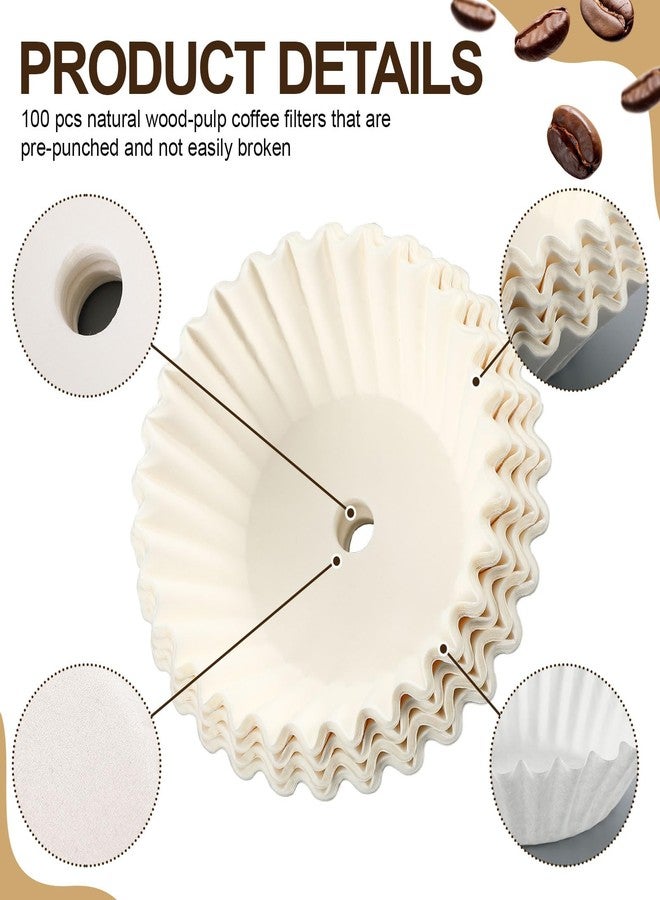 Feifeiya 100 Pcs Pre-punched Holes Coffee Filters for 30cup 45cup 100 Cup Coffee Urn Brewing Basket & Hot Beverage Dispenser Disposable Natural Wood Pulp Paper Filters with Tall-sided Design(White) - Image 3