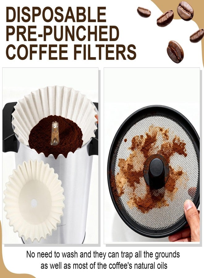 Feifeiya 100 Pcs Pre-punched Holes Coffee Filters for 30cup 45cup 100 Cup Coffee Urn Brewing Basket & Hot Beverage Dispenser Disposable Natural Wood Pulp Paper Filters with Tall-sided Design(White) - Image 4