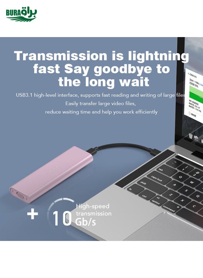 BURAQ Blueendless M2815SN M.2 Dual Protocol Type-C 3.1 Mobile Hard Disk Box Laptop External SSD(Pink)  - Image 2