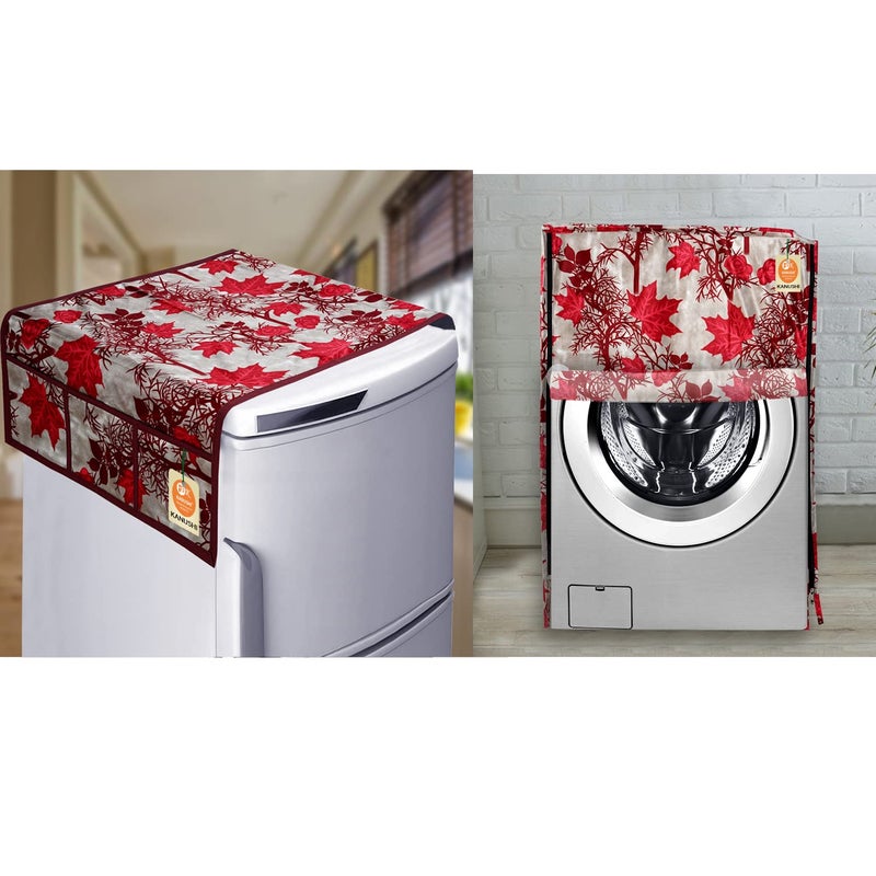 KANUSHI Industries® Front Load Automatic Washing Machine Cover (Maroon) (Suitable for 6 Kg, 6.5 kg, 7 kg, 7.5 kg) + 1 Pc Fridge Covers/Refrigerator Cover (Copy-FRI+WASMAC-Front-Maroon-SHUB) - Image 5