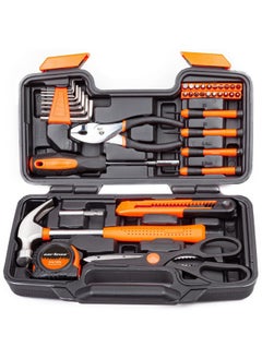 Generic CARTMAN Orange 39-Piece Tool Set - General Household Hand Tool Kit with Plastic Toolbox Storage Case  - Image 1