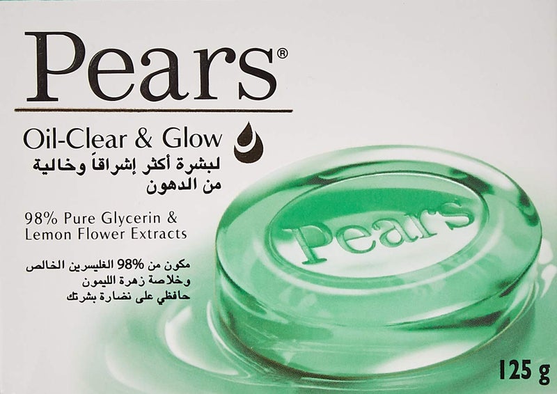 Pears Oil Clear & Glow Soap Bar with Natural Oils, 98% Pure Glycerin, 125 g