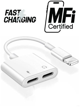 2 in 1 Dual Lightning Charger Cable Aux Audio Adapter Converter for iPhone 12/11/XS/XR/X/8/7/6/iPad, Support Calling+Charging+Music Control - pzsku/Z77023661DC6090899A7BZ/45/_/1738234202/1212f8cf-abb5-4d93-aaea-80eedc481592