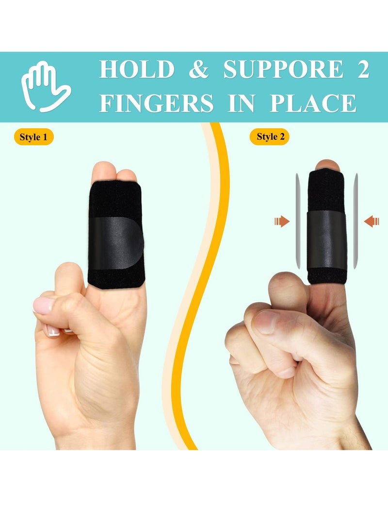 Zikra 2 Pcs Finger Splints, Compression Elastic Finger Wrap Strap with 2 Metal Bars, Adjustable Trigger Finger Brace, Mallet Finger Support for Arthritis Pain, Sport Injuries - Image 3