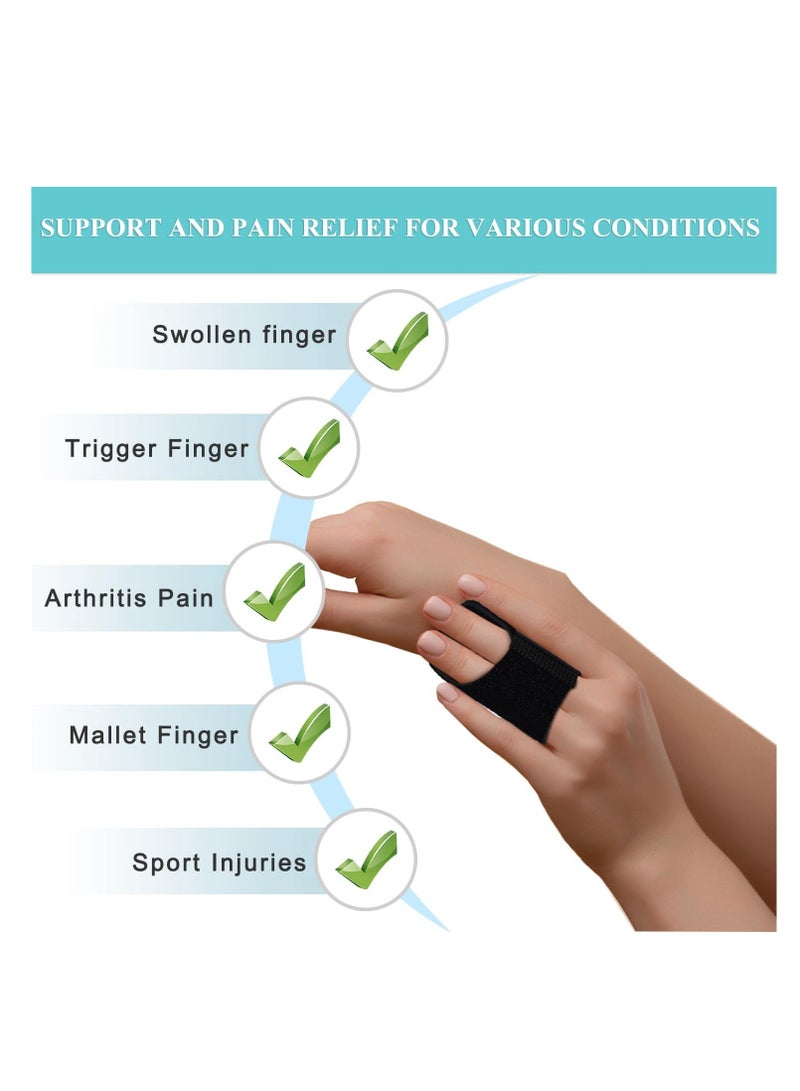 Zikra 2 Pcs Finger Splints, Compression Elastic Finger Wrap Strap with 2 Metal Bars, Adjustable Trigger Finger Brace, Mallet Finger Support for Arthritis Pain, Sport Injuries - Image 2