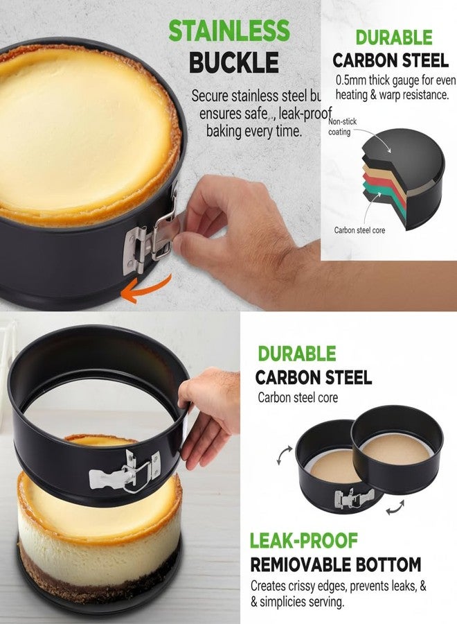 Nutrichef 3-Piece Nonstick Springform Pan Set - Premium Carbon Steel Cheesecake Pans with Stainless Steel Clasp - 6", 8", 10" Sizes, Oven Safe up to 450°F - Includes 300pcs Parchment Paper (Black) - Image 4